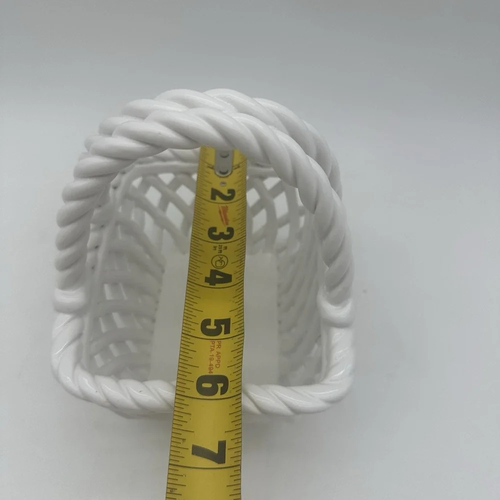 Pier 1 Imports Dolomite Basket White Woven Lattice Braid Farmhouse Cottage Decor